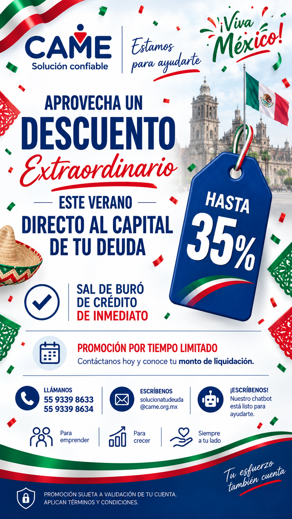 Promoción de regularización CAME: hasta 35% de descuento directo al capital, sujeta a validación de tu cuenta